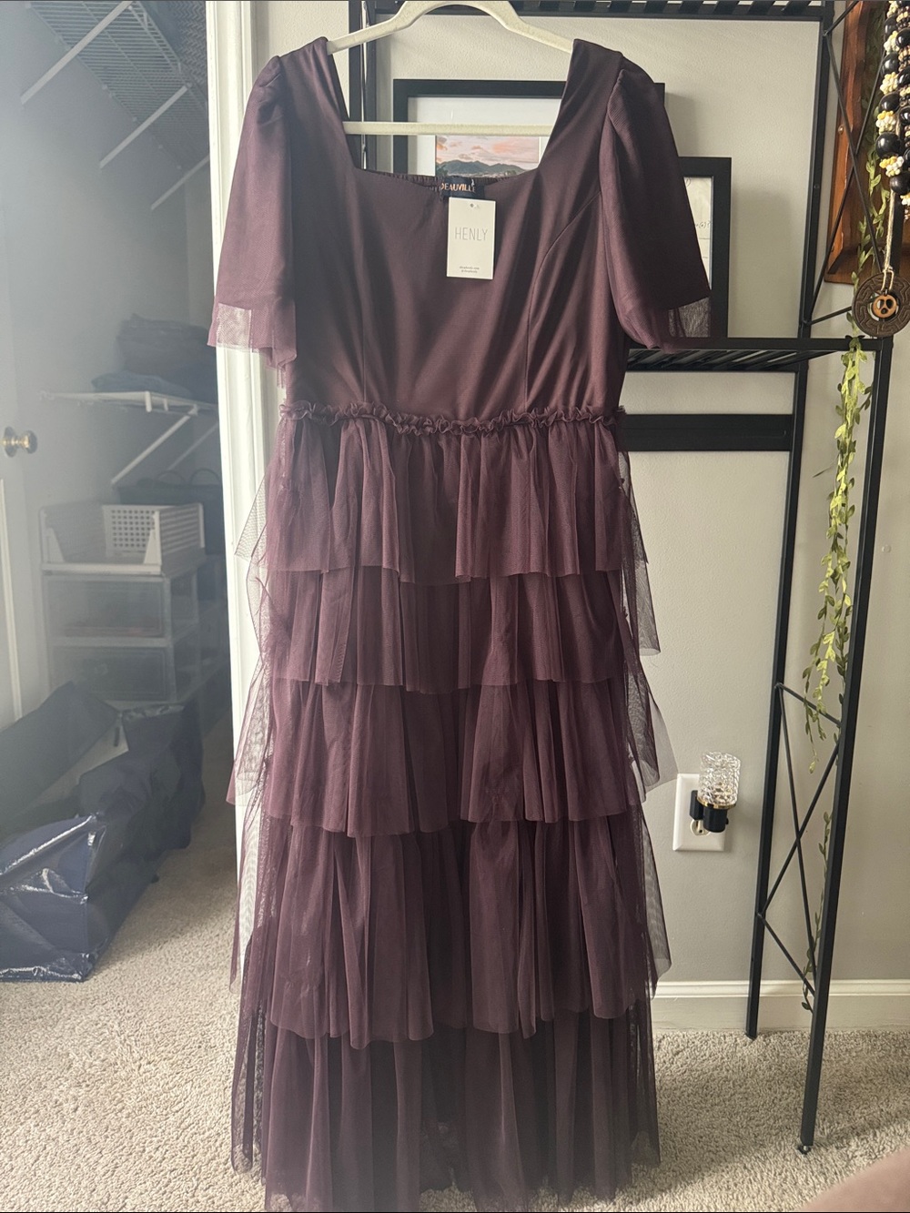 Plum tiered maxi dress